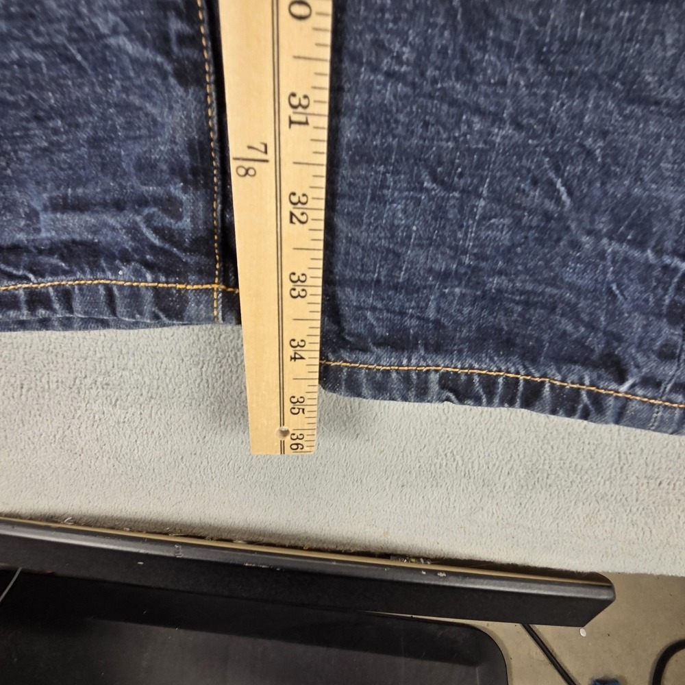 Selvedge Jeans Mens 33x34 Blue Pepe Crunch DLX Button Fly Regular Straight - Picture 4 of 16